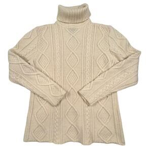 Eddie Bauer Collectibles Vintage Wool Blend Fisherman Sweater Women's M Cream